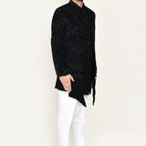 Jute Black Velvet Sherwani Set