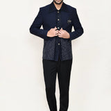 Oxford Blue Velvet Sherwani Set