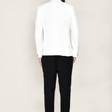 White Cotton Linen Prince Coat With Pant