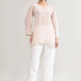 Monochrome Pink Cotton Chikankari Suit Set