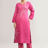 Pink Cotton Chikankari Suit Set