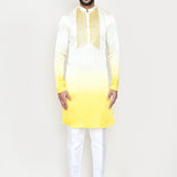 Cream To Yellow Gradient Satin Silk Kurta Set