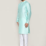 Light Cyan Jacquard Silk Kurta Set