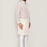 White Georgette Kurta With Thread Work