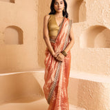 Pink Silk Tissue Saree With Fancy Border