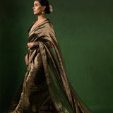 Moonlight Gold Silk Tissue Saree With Fancy Border