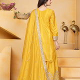 Bright Yellow Embroidered Crepe Sharara Set