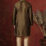 Dirt Brown Dupion Printed Kurta Set