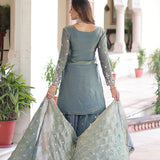 Marble Blue Fendi Silk Sharara Set