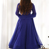 Indigo Blue Georgette Leheriya Printed Anarkali Set