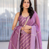 Lavender Haze Rayon Embroidered Kurti Set