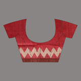 Red Tussar Silk Saree With Patterns
