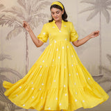 Bright Yellow Santoon Embroidered Dress