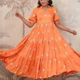 Orange Santoon Embroidered Dress