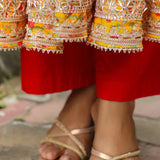 Corn Yellow French Crepe Printed Anarkali Set