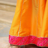 Pink And Yellow Brocade Bandhani Printed Sharara Set