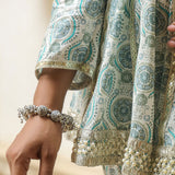 Fountain Blue Cotton Printed Gharara Set