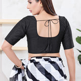 Black Solid Dupion Silk Blouse