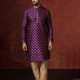 Royal Purple Dupion Printed Kurta Set