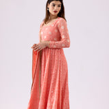Pink Georgette Anarkali Set With Dupatta