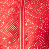 Bright Red Printed Bandhani Dupion Silk Kurta Set