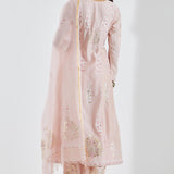 Printed Light Pink Floral Kurti Set