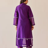 Deep Purple Russian Silk Solid Kurti Set