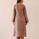 Old Rose Pink Russian Silk Subtle Embroidered Kurti Set