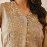 Sage Green Russian Silk Embroidered Kurti Set