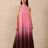 Pink Ombre Crepe Solid Gown