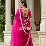Solid Dark Pink Cotton Silk Sharara Set