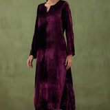 Dark Purple Plain Silk Velvet Straight Kurta And Pant With Velvet Shawl Set