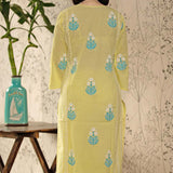 Yellow Cotton Kurta Set With Floral Pattern Print