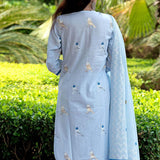 Birds Printed Light Blue Colour Kurta Set