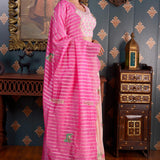 Pink Foil Printed Cotton Silk Lehenga Set With Dupatta