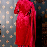 Embroidery Dark Pink Velvet Kurta Set