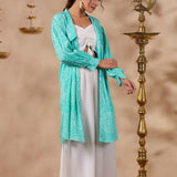 White Crepe Solid Indo-Western Co-Ord Set