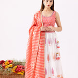 Foil Print Pink Chanderi Lehenga Set