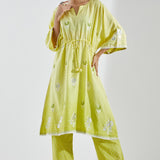 Light Green A-Line Kurta With Floral Print