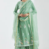 Printed Light Green Cotton Silk Floral Anarkali Set