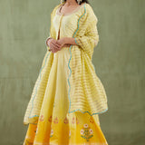 Floral Printed Yellow Lehenga Set