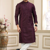 Wine Art Banarasi Silk Kurta