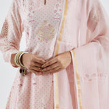 Printed Light Pink Floral Kurti Set