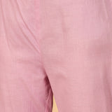 Light Rose Pink Cotton Hakoba Work Kurta Set