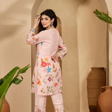 Pastel Pink Floral Cotton Printed Kurta Set
