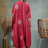 Maroon Chanderi Silk Kurta Set With Zari Work