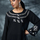 Black Rayon Long Kurta Set
