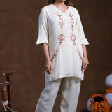 Off- White Rayon Kurta Set