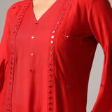 Red Rayon Kurti With Pants