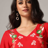 Red Rayon Kurti Palazzo Set